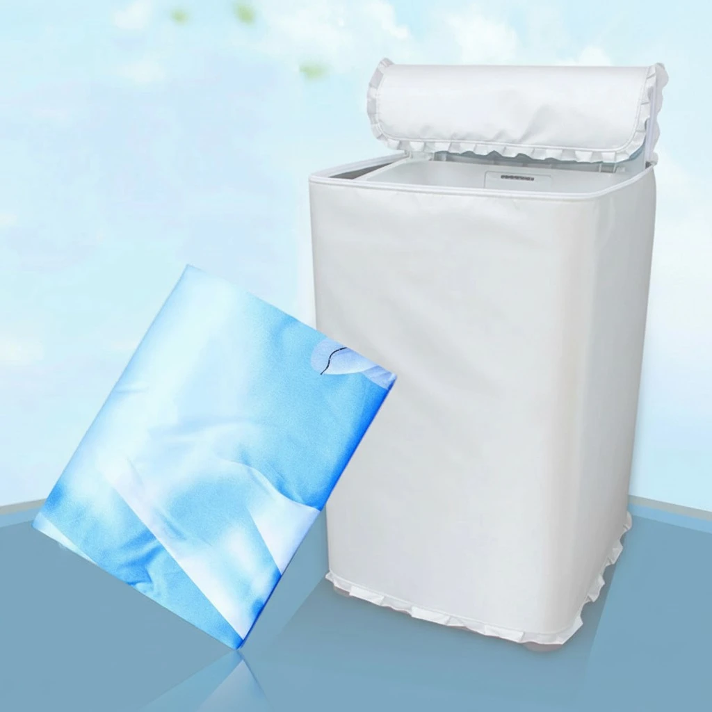 Fully Automatic Washing Machine Cover Polyester Satin Cloth Waterproof Washing Machine Case Protector (Wave)