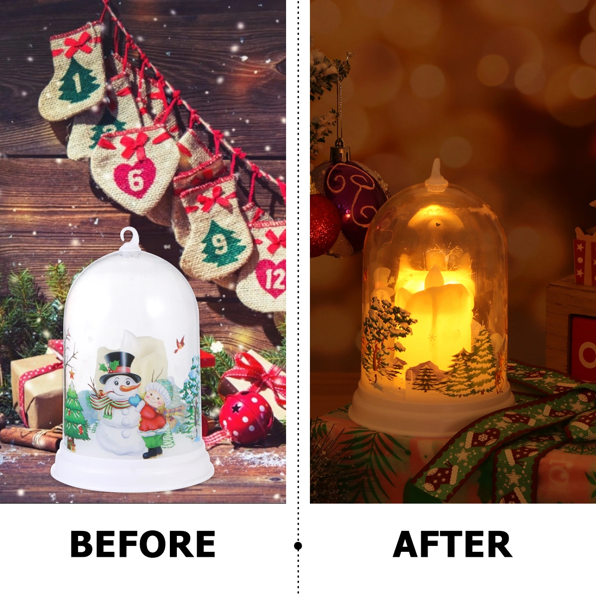 Christmas Santa Snowman Light LED Lamp Lantern Light Christmas Decor Night Light