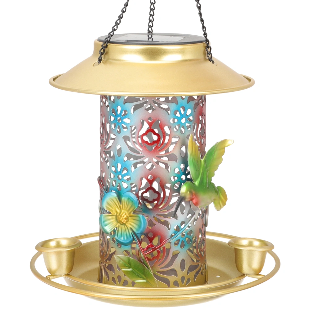 Decorative Hummingbird Feeder Solar-powered Bird Food Holder Hanging Bird Water Feeder