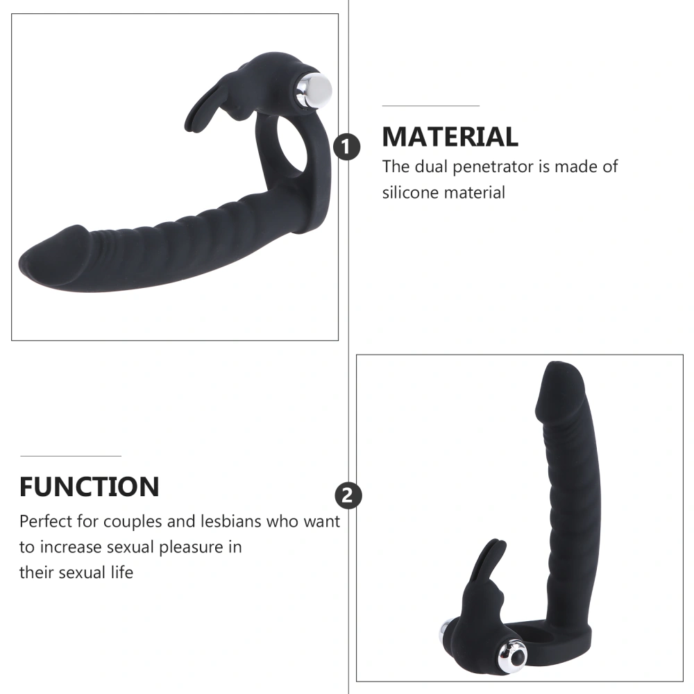 Dual Penetration Vibrating Dildo with Penis Ring Double Penetrator Butt Plug