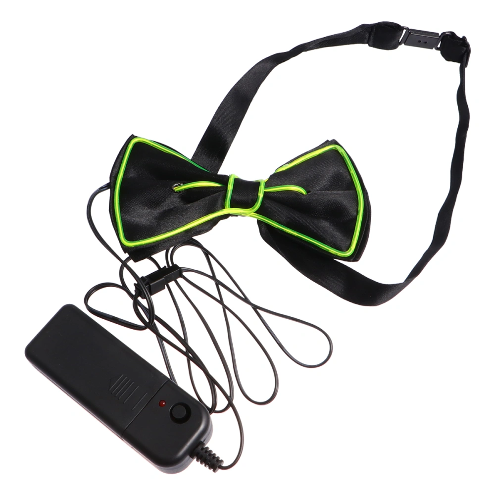 Fluorescent Green Flashing Bow Tie LED Glowing Tie Luminous Bow Tie Collar Performance Party Dress Up Supplies without Battery