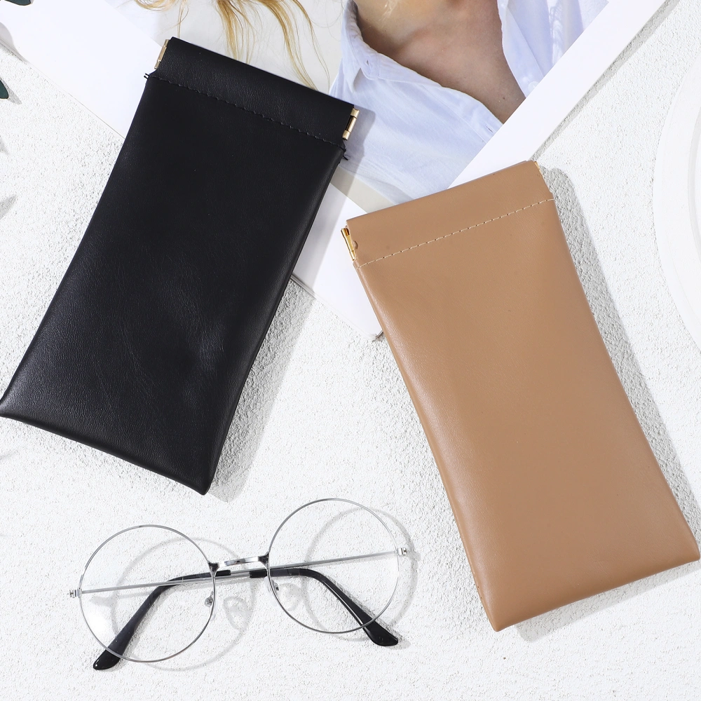 2 Pcs Sunglasses Pouches Squeeze Top Glasses Bags Leather Storage Cases