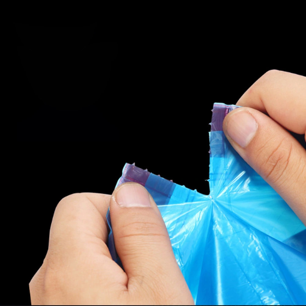 5 Rolls/ 75 Pcs Garbage Bags Automatic Closing Large Garbage Pouches Portable Household Plastic Bags with Rope (Random Color)