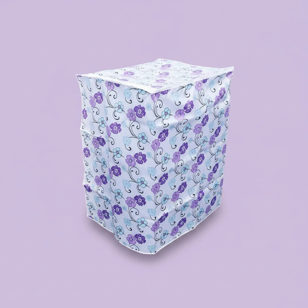 55×58×87cm Fully Automatic Washing Machine Cover Polyester Satin Cloth Waterproof Washing Machine Case Protector (Three Colors Flower)