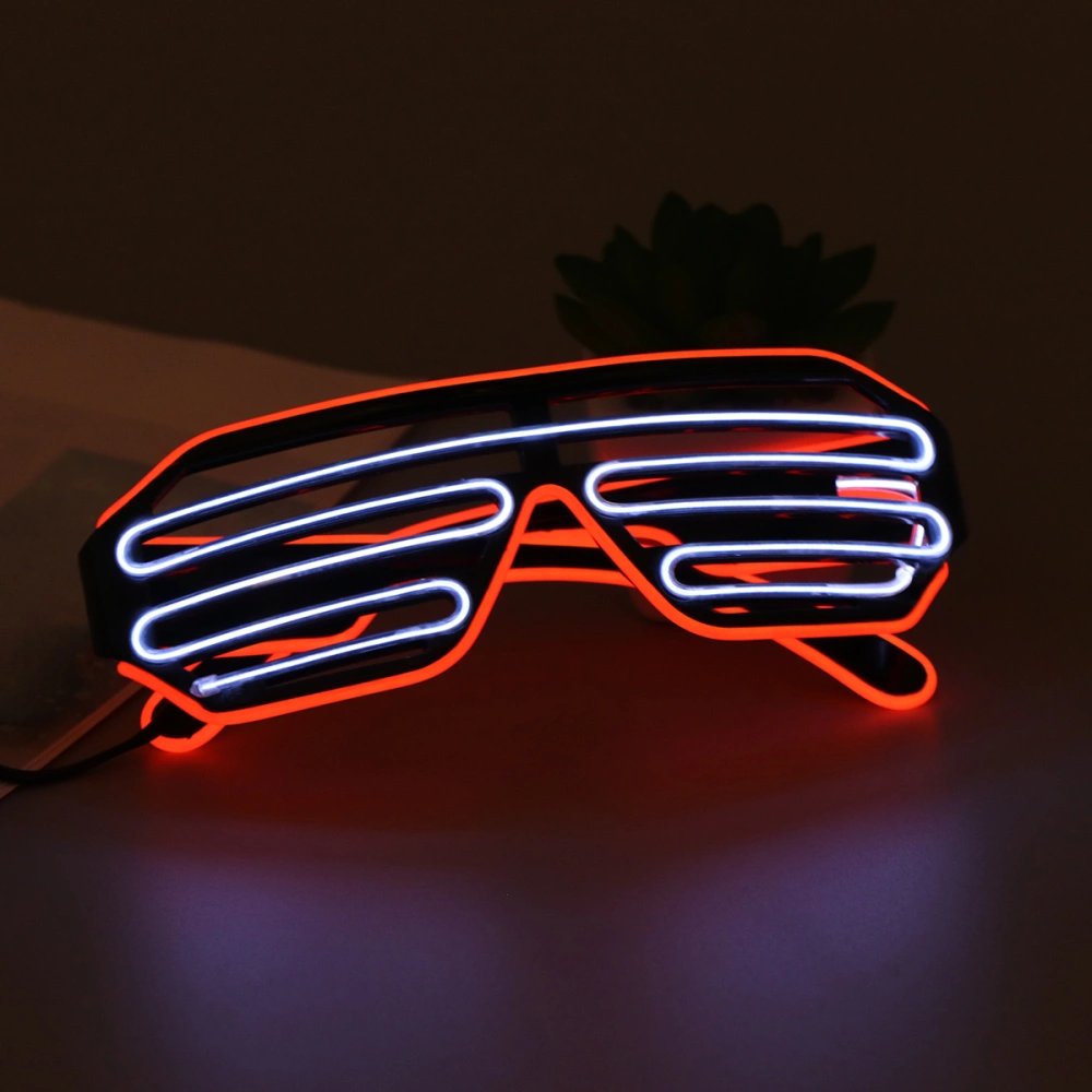 LED Shutter Shade Glasses Voice Control Luminous Light Up Eye Eyeglasses for Party KTV Club Performance Bar (Red Frame White Len)