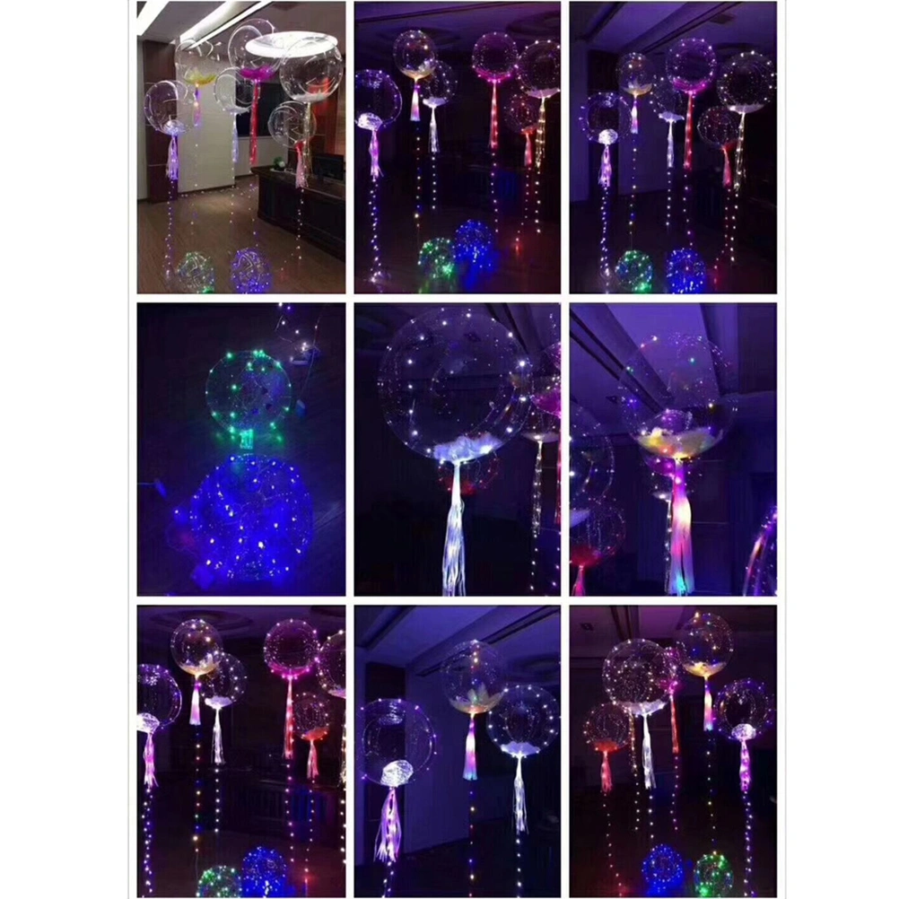 LED Light Up Air Popo Balloon 18 Inch Transparent Balloon Flashing Mixed Color Light With 3m Copper Wire and LED Light Bar For Birthday Christmas Wedding Halloween Party Decoration (Green)