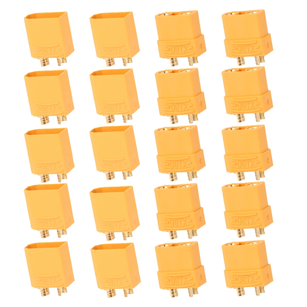 20 Pcs Male and Female XT90 Connector T Plug for Battery Model Airplane (Orange)