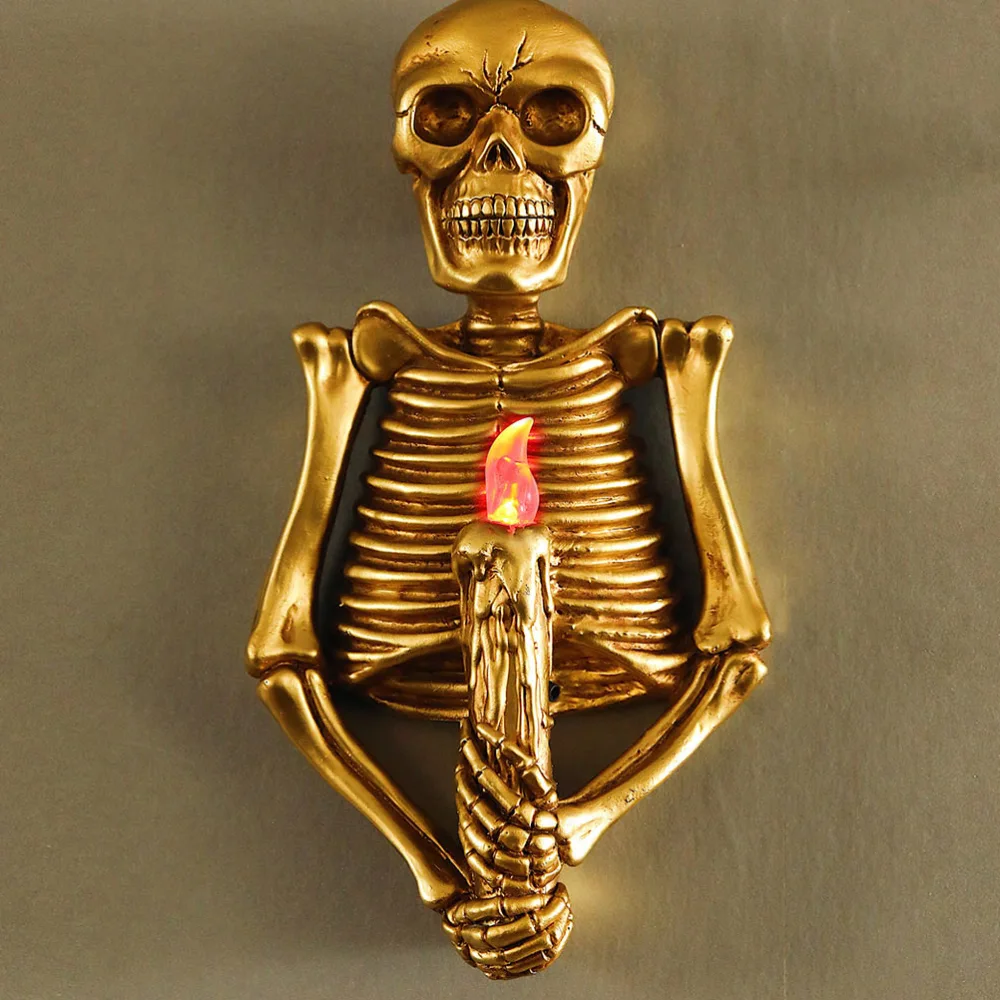 1pc Wall-mounted Skeleton Flame Night Light Home Night Light Tricky Decorations