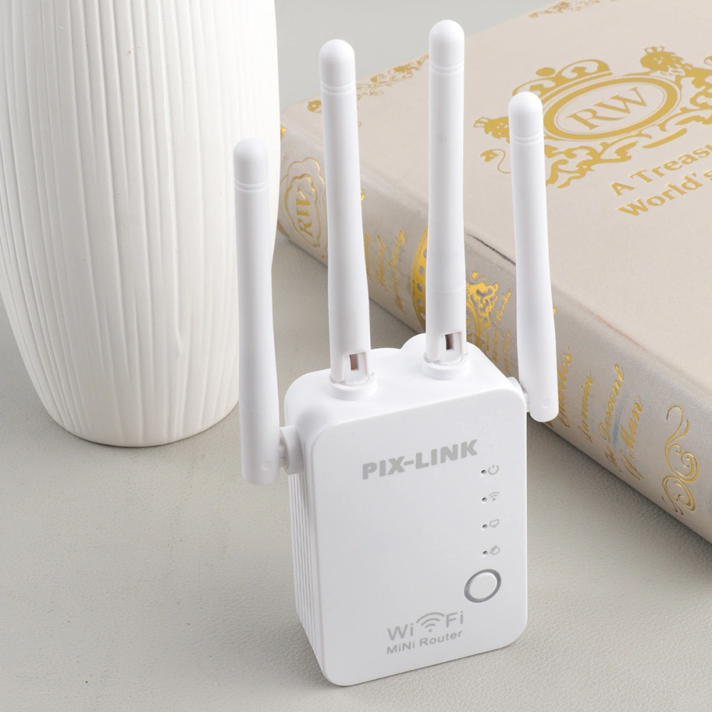 300 Mbps Wireless-N Router Wifi Repeater Long Signal Range Extender Booster Antenna Amplifier White (UK Plug)