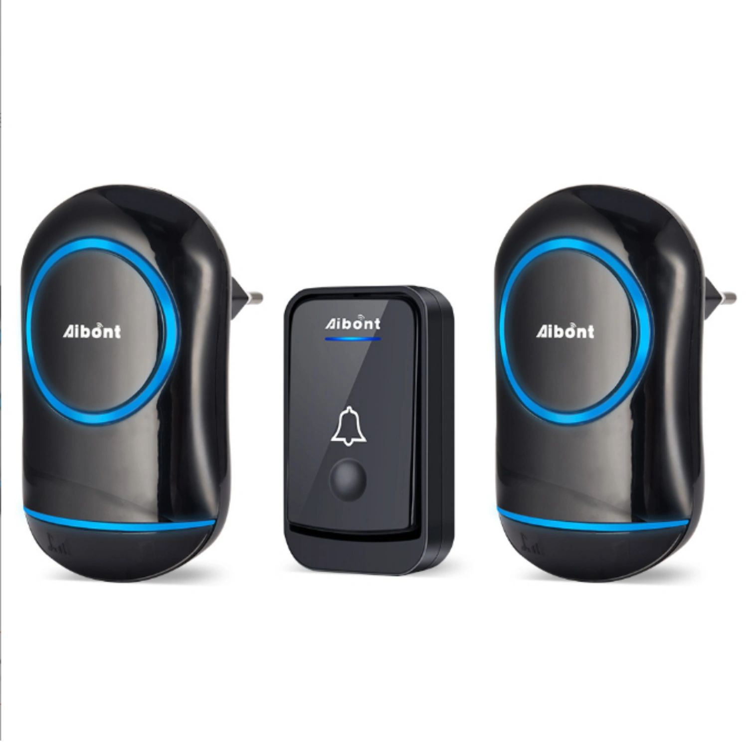 Wireless Doorbell with Music Adjustable Volume Modern Doorbell Transmitter with Two Receivers for Home Office with AU Plug