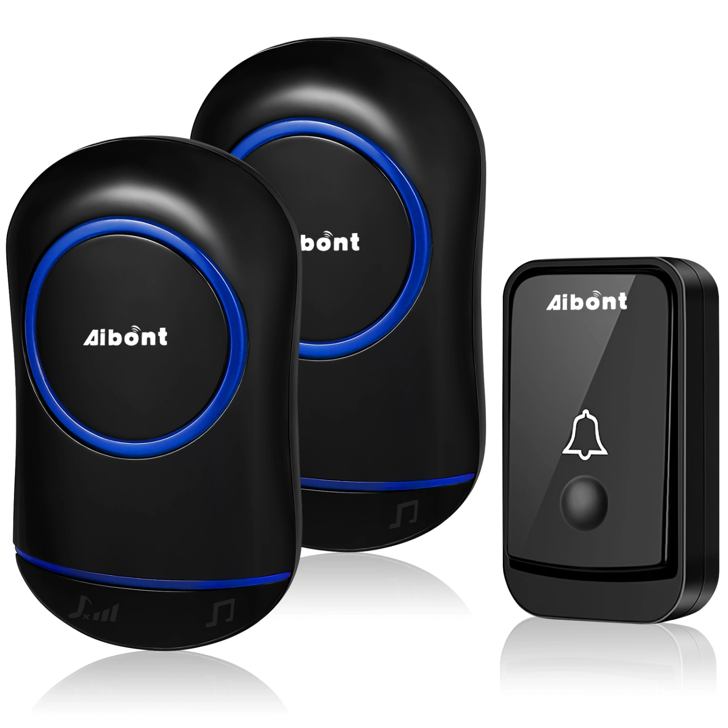 Wireless Doorbell with Music Adjustable Volume Modern Doorbell Transmitter with Two Receivers for Home Office with AU Plug