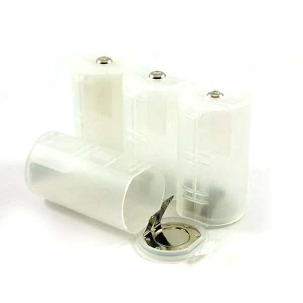 4pcs Portable Size AA to Size D Battery Adapters Converter Cases (Transparent)