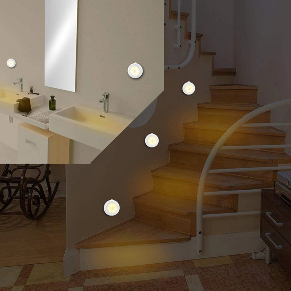 Free installation Magnetic Night Light Round Motion Sensor Light for Bathroom Bedroom Kitchen Cabinet Without Battery
