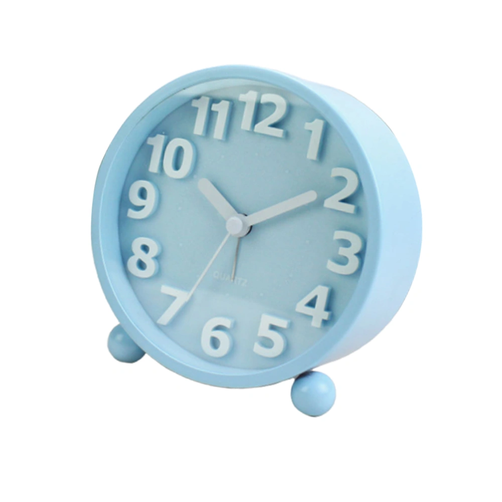 1pc Creative Metal Alarm Clock Bedside Time Reminder Desktop Decoration Birthday Gift for Kids (Blue, Without Battery)