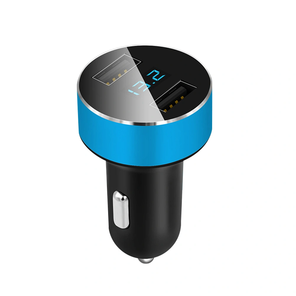 Car Charger 5V 3.1A Dual USB Port LED Display Cigarette Lighter Car Charger Adapter For for iPhone X / 8 / 7 / 6s / Plus/ Air 2 / mini 3Galaxy S8 S7 S6 Edge/ LG/ Nexus/ HTC/ OnePlus and More (Blue)