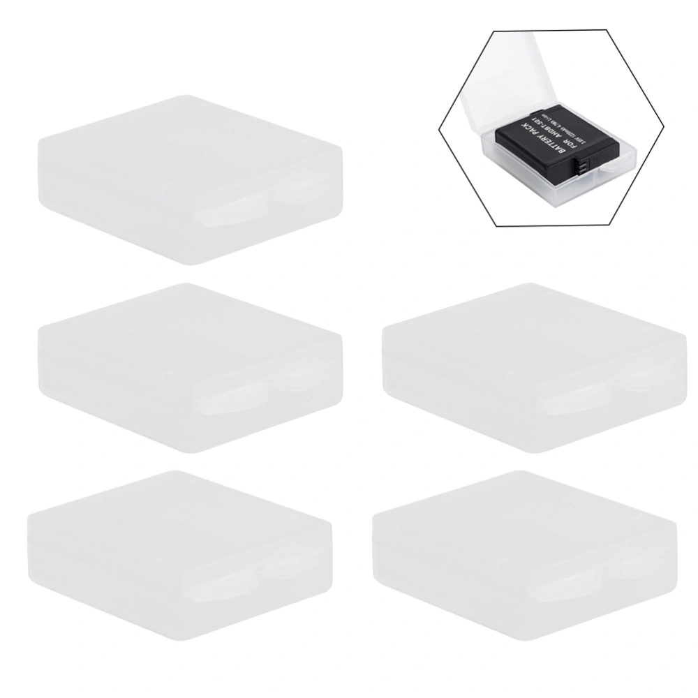 5 Pack of Clear Color Plastic Protective Storage Case Boxes Holder for GoPro Battery (White)