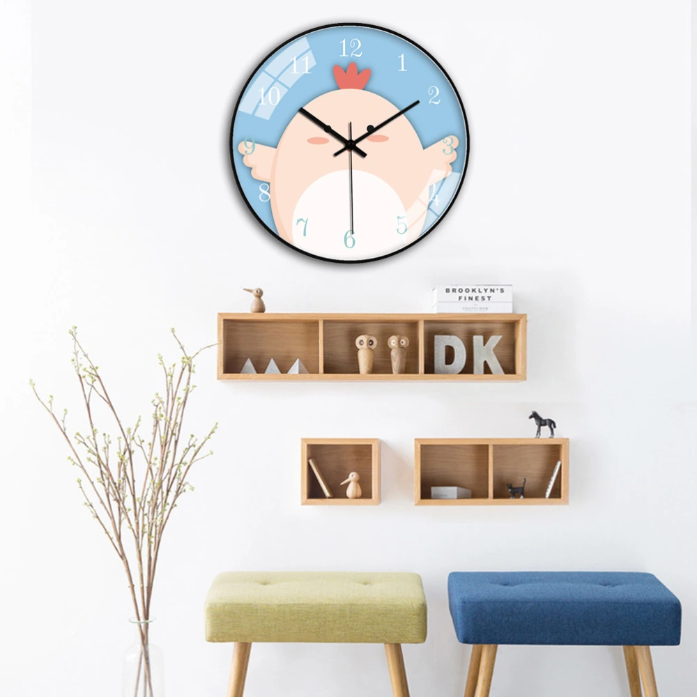 1PC Cartoon Animal Wall Clock Lovely Animal Printed Hanging Clock Kids Room Mute Clock Stylish Wall Decorative Clock Modern Simple Wall Clock for Home Bedroom Black Without Battery