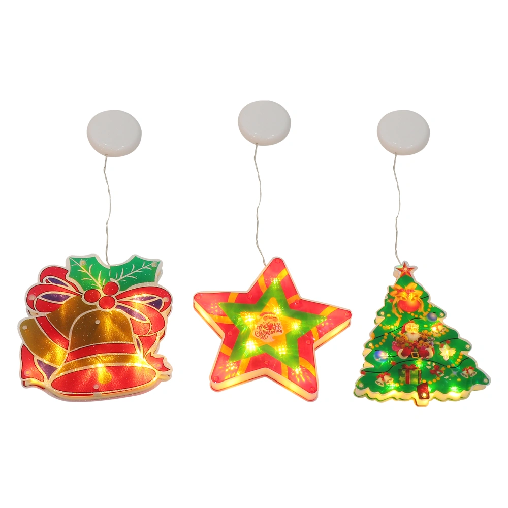 3Pcs Christmas Light Sucker Light LED Decorative Lights Xmas Showcase Light