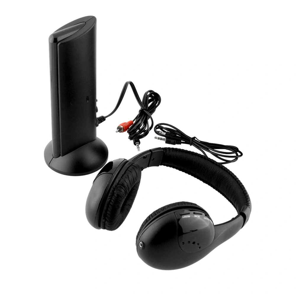 5-in-1 Wireless Headphones with Microphone Emitter & FM Radio Listen to Music Chat Online