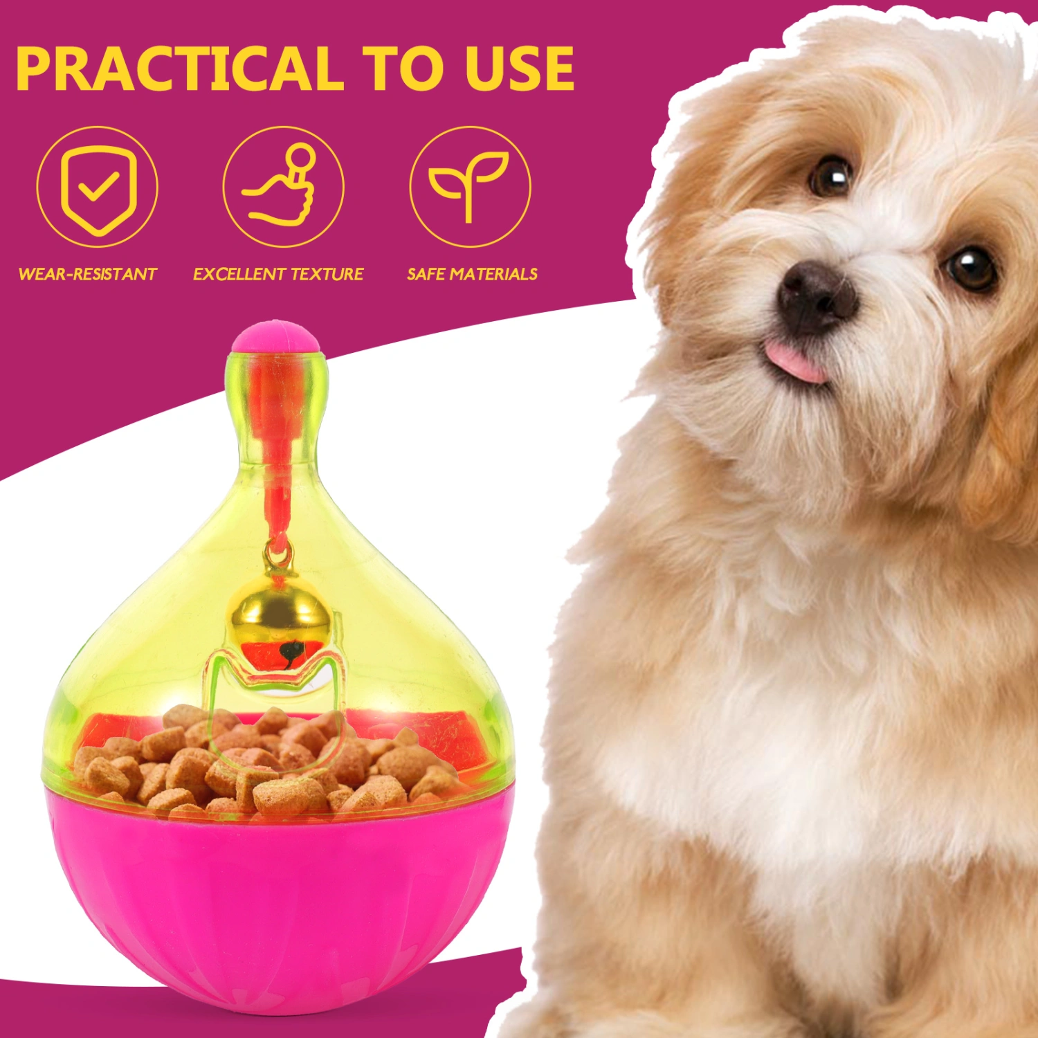 Dog Treat Dispenser Toy Cat Interactive Tumbler Toy Pets Treat Dispenser Cat Food Toy