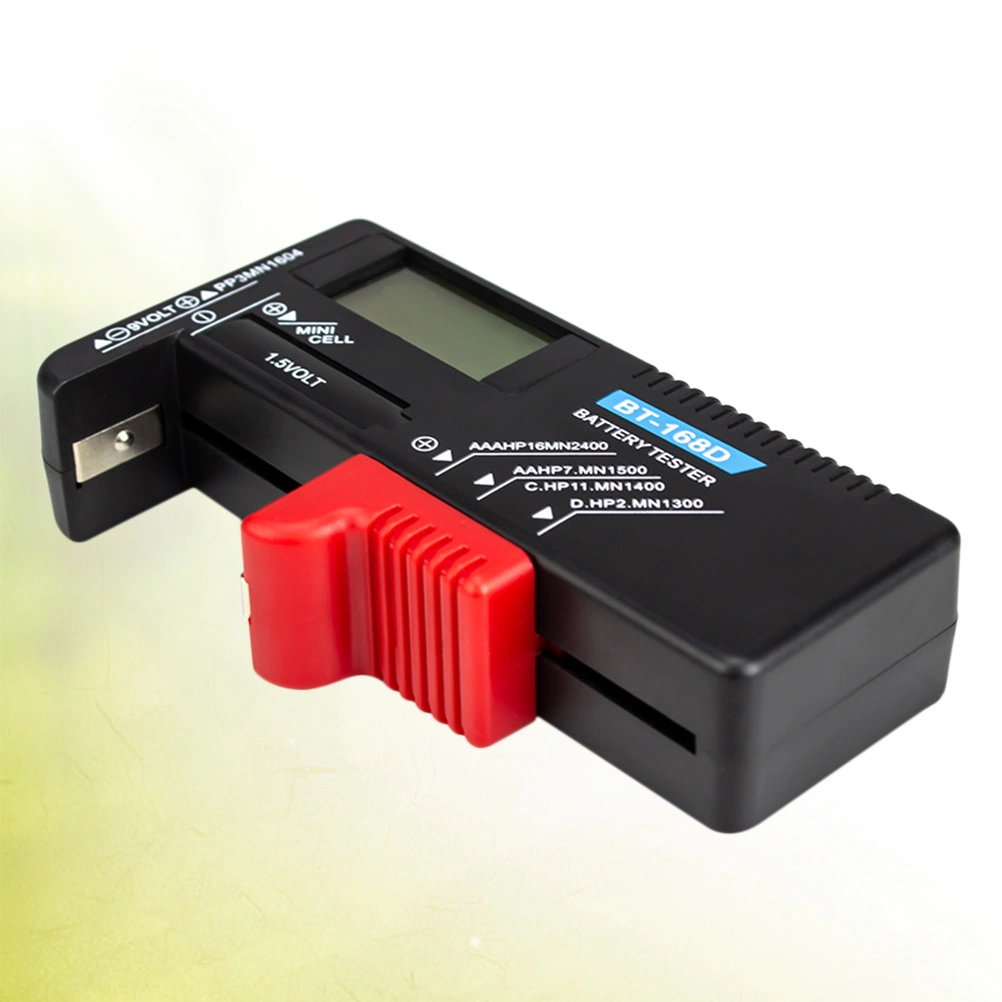 Universal 1.5V 9V Battery Tester Digital Display Battery Checker for AA AAA C D Batteries (Black Red)