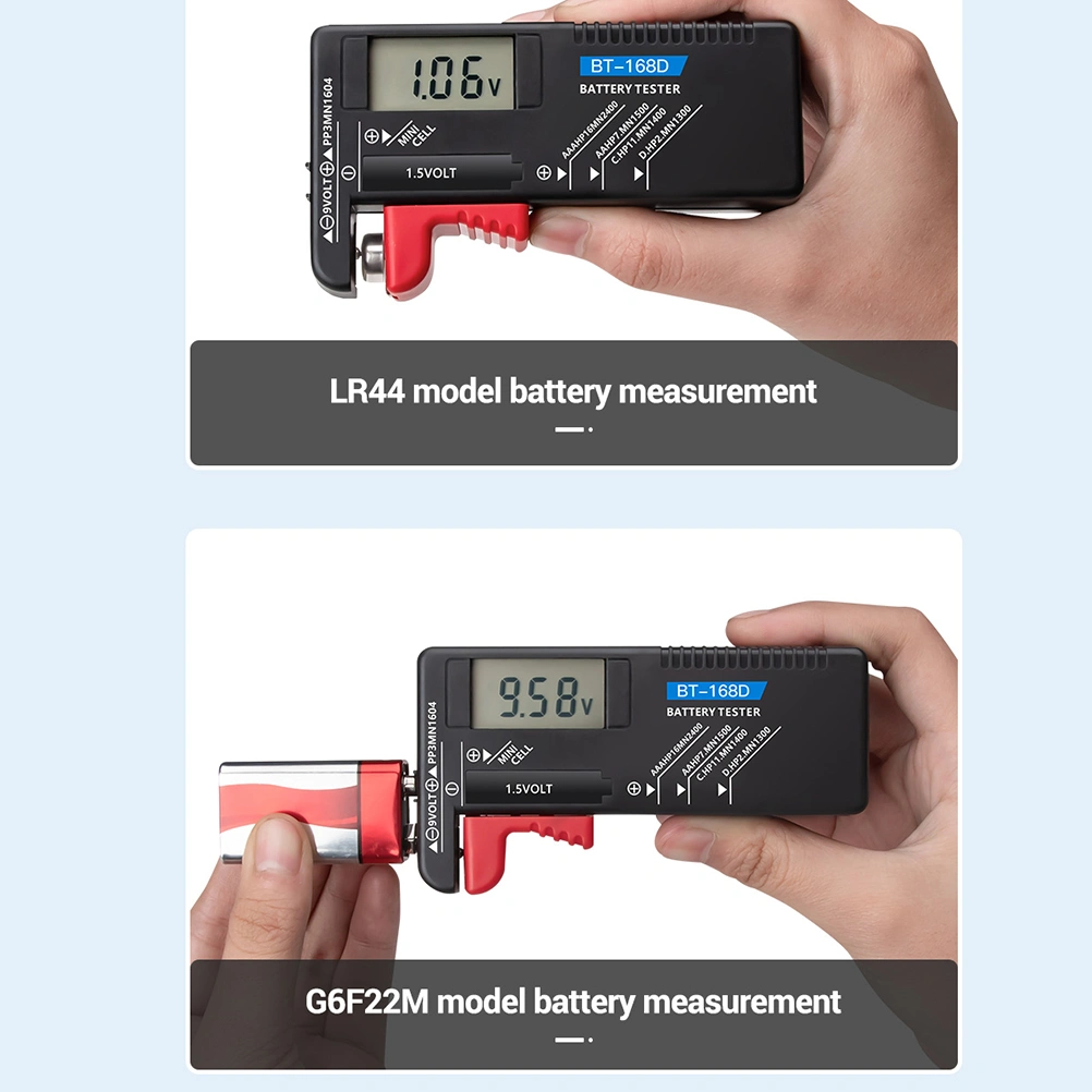 Universal 1.5V 9V Battery Tester Digital Display Battery Checker for AA AAA C D Batteries (Black Red)