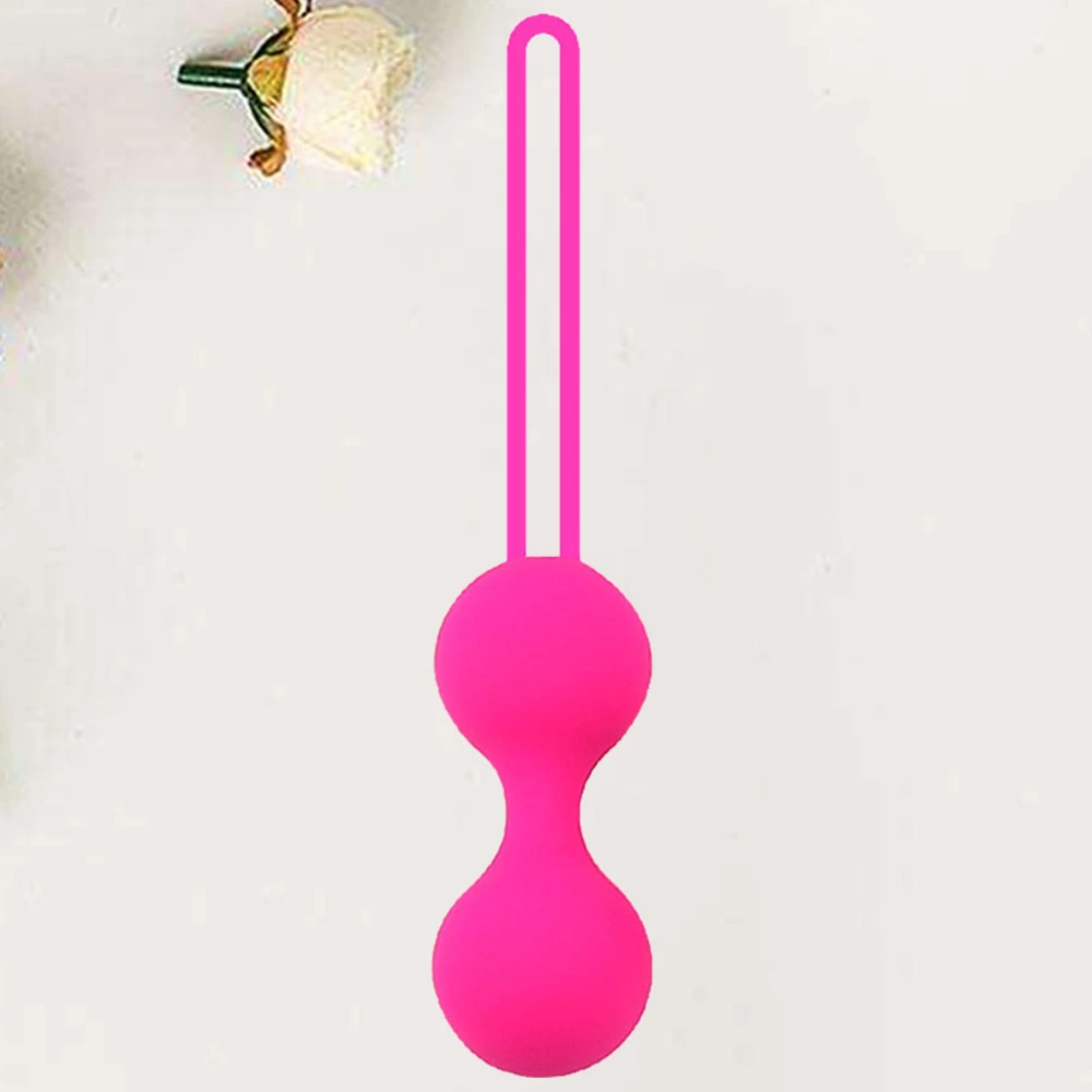 Pink Women Shrinking Ball Kegel Balls Exercise Weight Vaginal Dumbbell Silicone Ball Female Adult Toys Vaginal Tightening Trainer Kit Double Balls - Size L