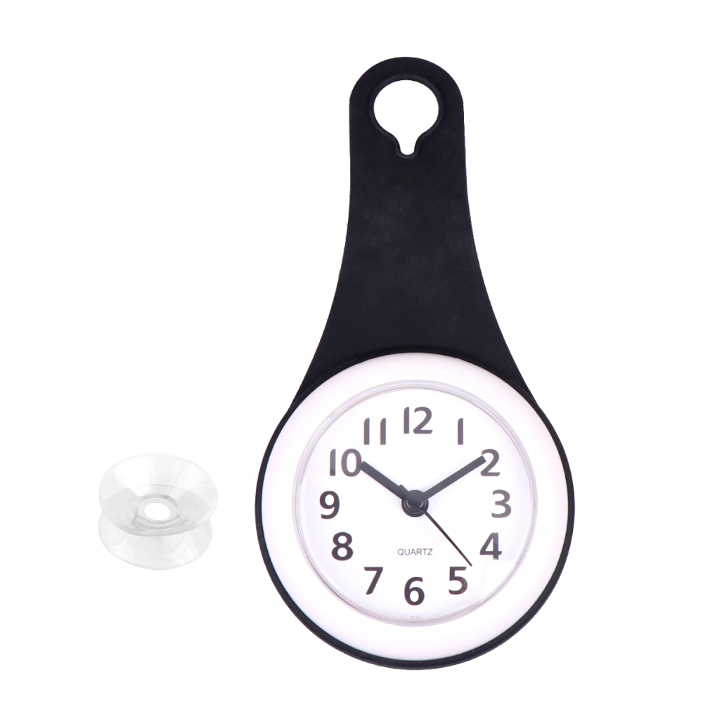 Waterproof Wall Clock Bathroom Mute Wall Clock Suction Cups Hanging Clock (Black without Battery)