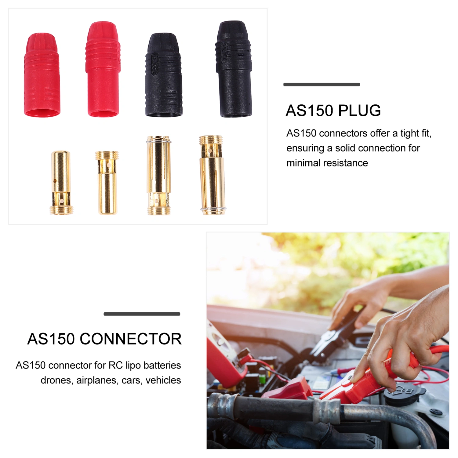4pcs AS150 Male and Female Anti Spark Connector Plug Set for Lipo Battery