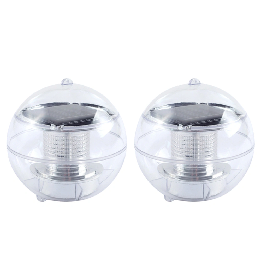 2pcs Outdoors Water Floating LED Lights Automatic Color Changing Lamp Solar Powered Pool Water Float Light Pond Floating Ball Light (Ball Shape Warm Light)