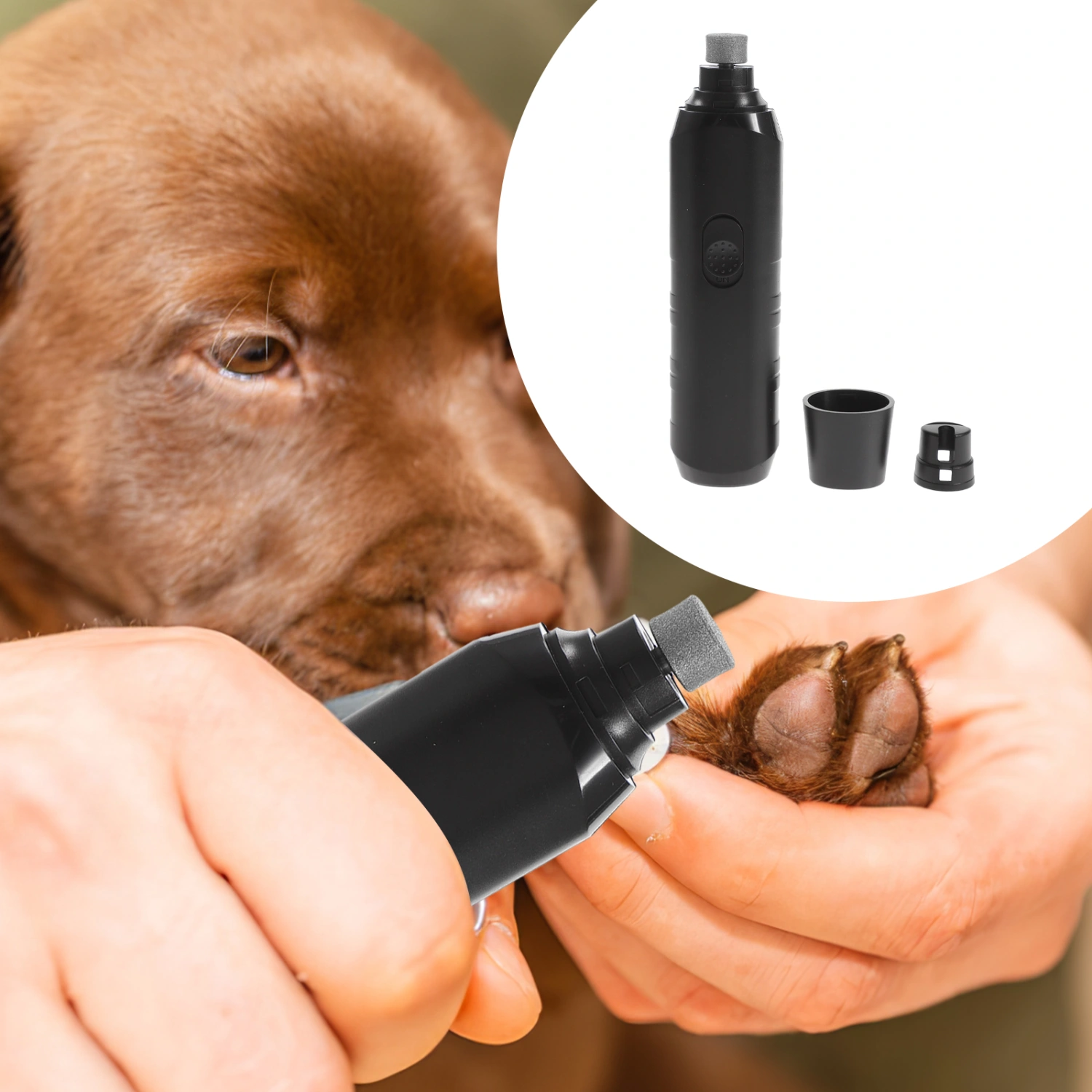Pet Claw Nail Drill Pet Automatic Nail Clippers Nail Drill Grinding Tool for Dog (Black Without the Battery)