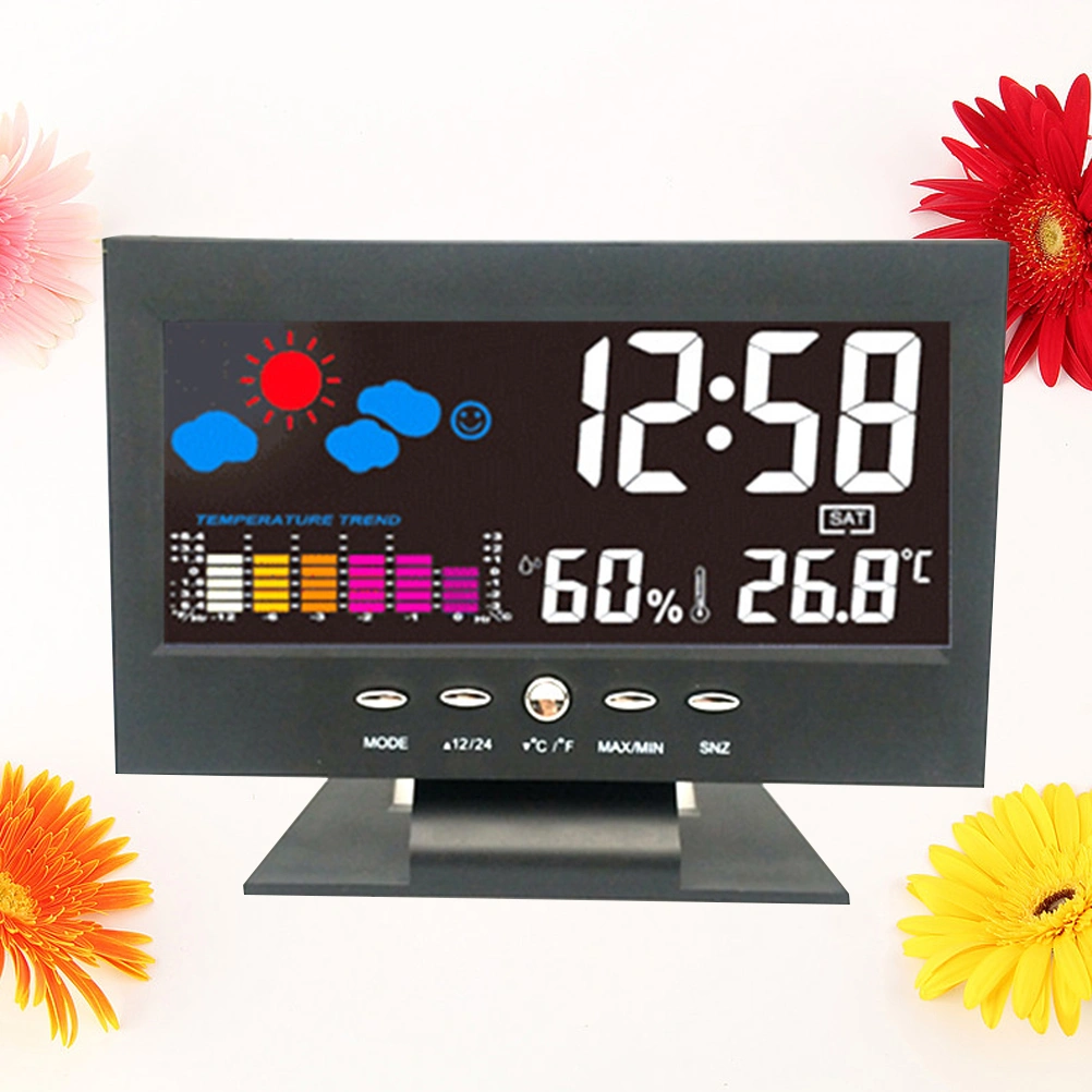 1PC Multi-purpose Perpetual Calendar Clock Large Screen Calendar Clock LED Backlit Weather Forecast Clock Digital Display Desktop Clock No Battery Black