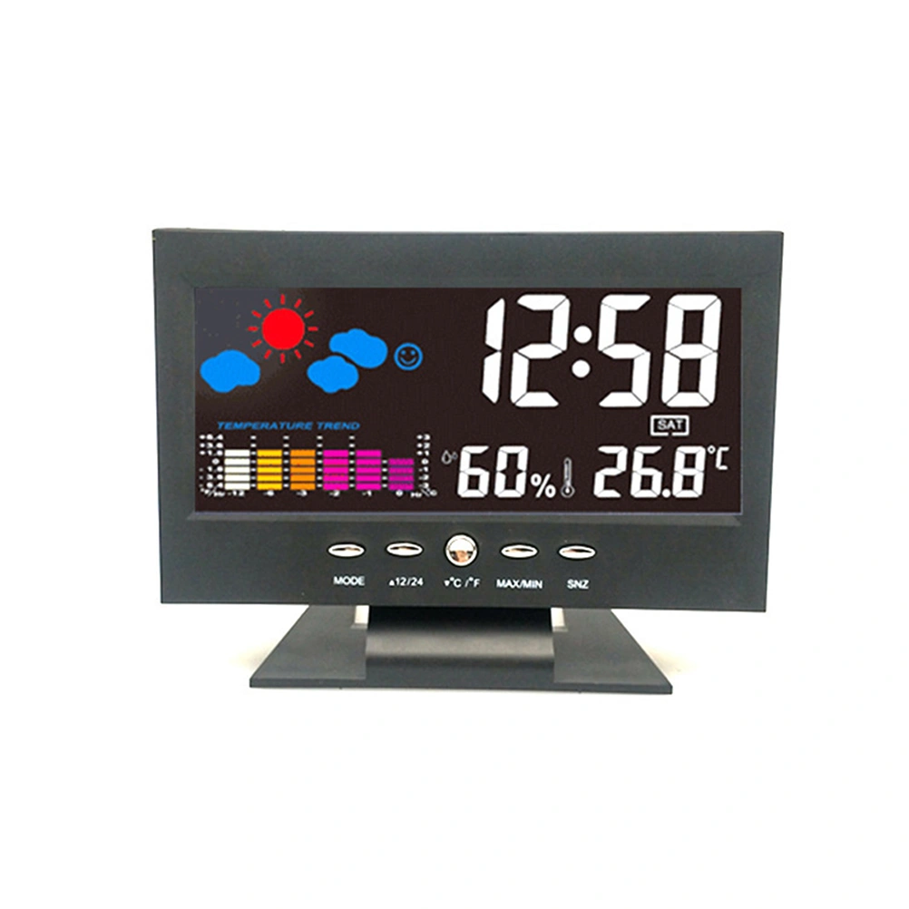 1PC Multi-purpose Perpetual Calendar Clock Large Screen Calendar Clock LED Backlit Weather Forecast Clock Digital Display Desktop Clock No Battery Black