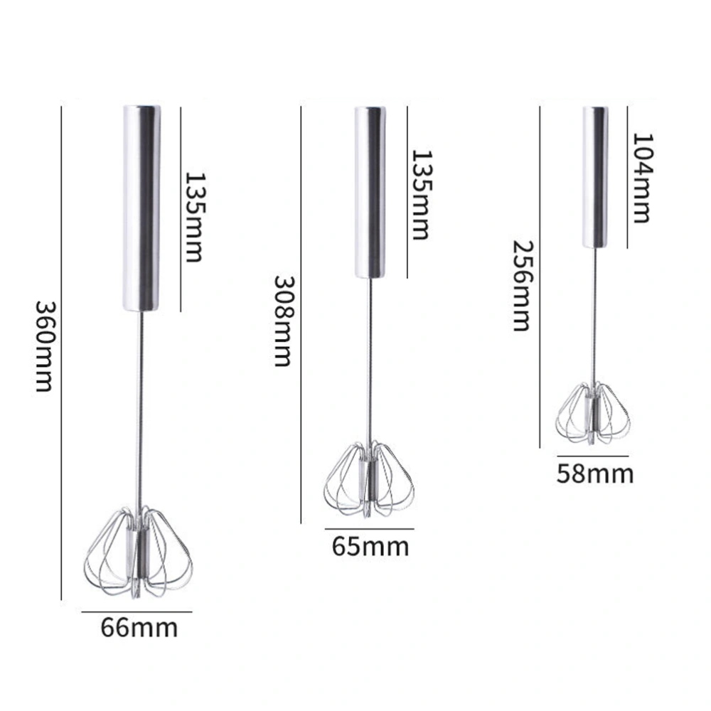 3pcs Stainless Steel Egg Beater Semi-Automatic Eggbeater Home Egg Stirrers