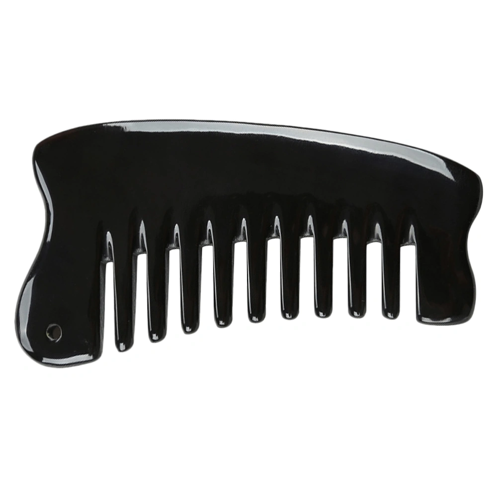 1pc Natural Ox Horn Multi-functional Massage Hair Back Scraping Massage Comb Hair Scalp Massage Comb for Women and Men (Black)