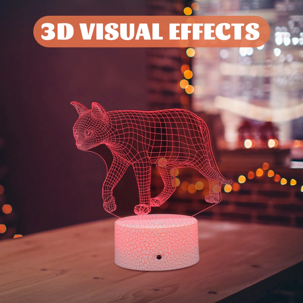 3d Lamp Cat Pattern Colorful Touch Remote Control Illusion Lamp Atmosphere Light