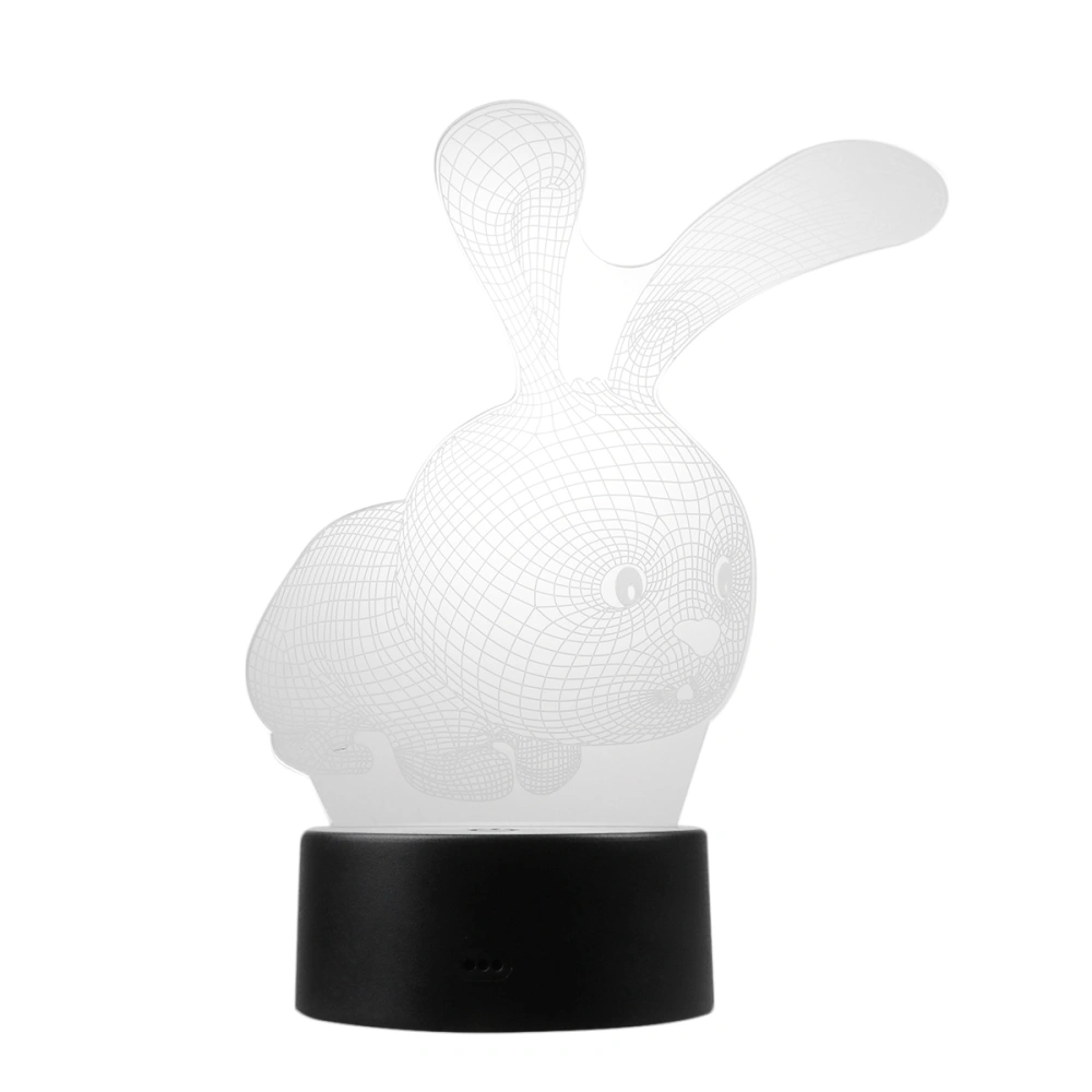 Transparent Rabbit Shape 3D LED Touch Night Lamp Acrylic Illusion Light Colorful Desktop Lamp without Battery for Home Decor (Black)