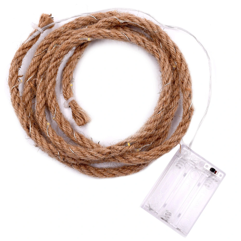 2.85M 30 LED Hemp Rope Decorative Fairy String Lights Battery Operated Garden Party Indoor Outdoor Light Lamp Not Included Batteryt(Warm White)