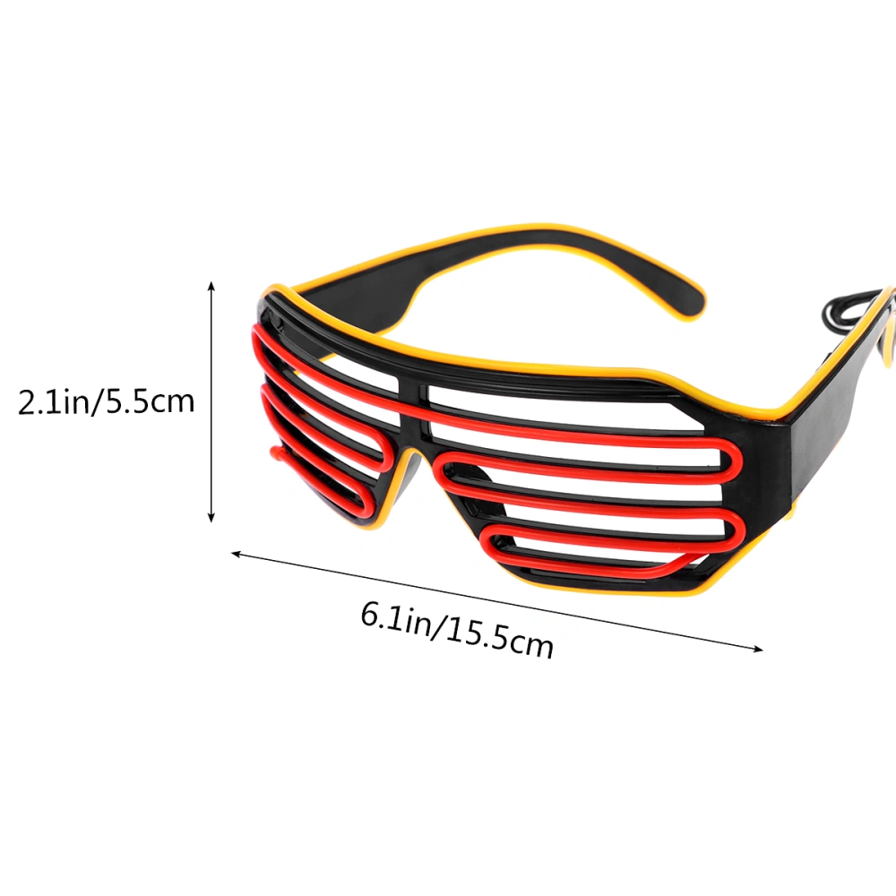 LED Shutter Shade Glasses Voice Control Luminous Light Up Eye Eyeglasses for Party KTV Club Performance Bar (Yellow Frame Red Len)