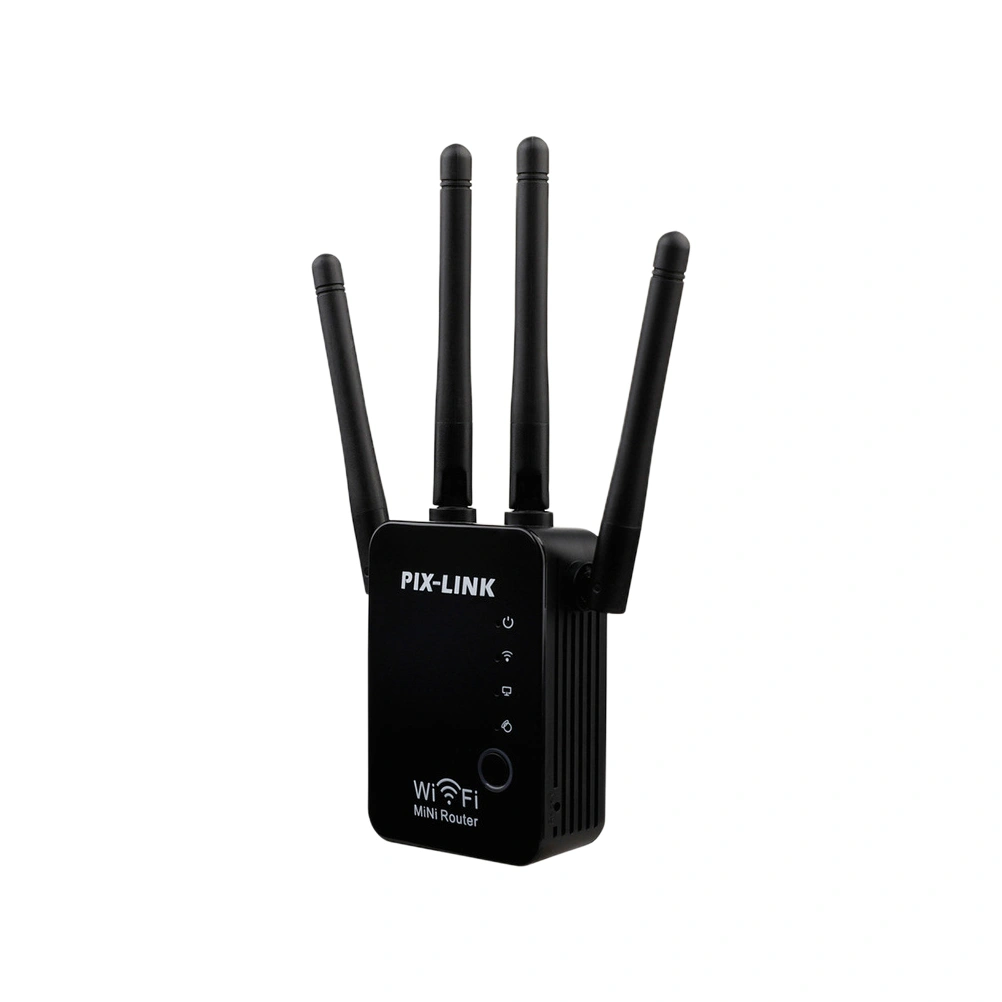 1Pc 300M Wireless Repeater WIFI Wireless Amplification Router with EU Plug (Black)