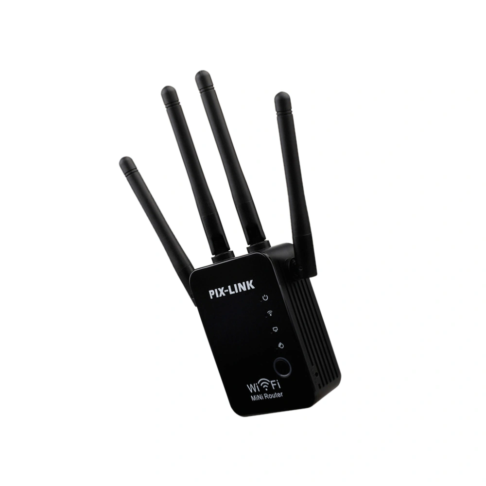 1Pc 300M Wireless Repeater WIFI Wireless Amplification Router with EU Plug (Black)