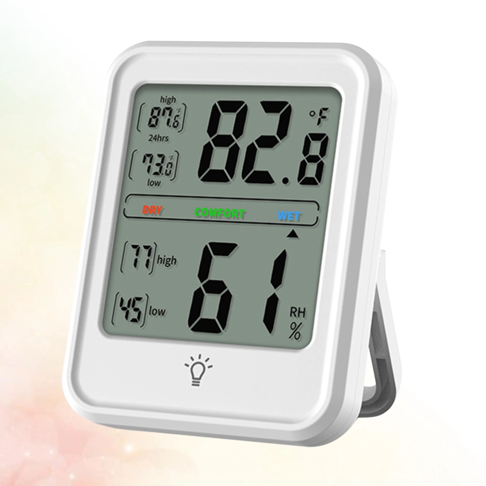 Indoor Weather Station Digital Thermometer Hygrometer Backlight Temperature Humidity Monitor without Battery (White)