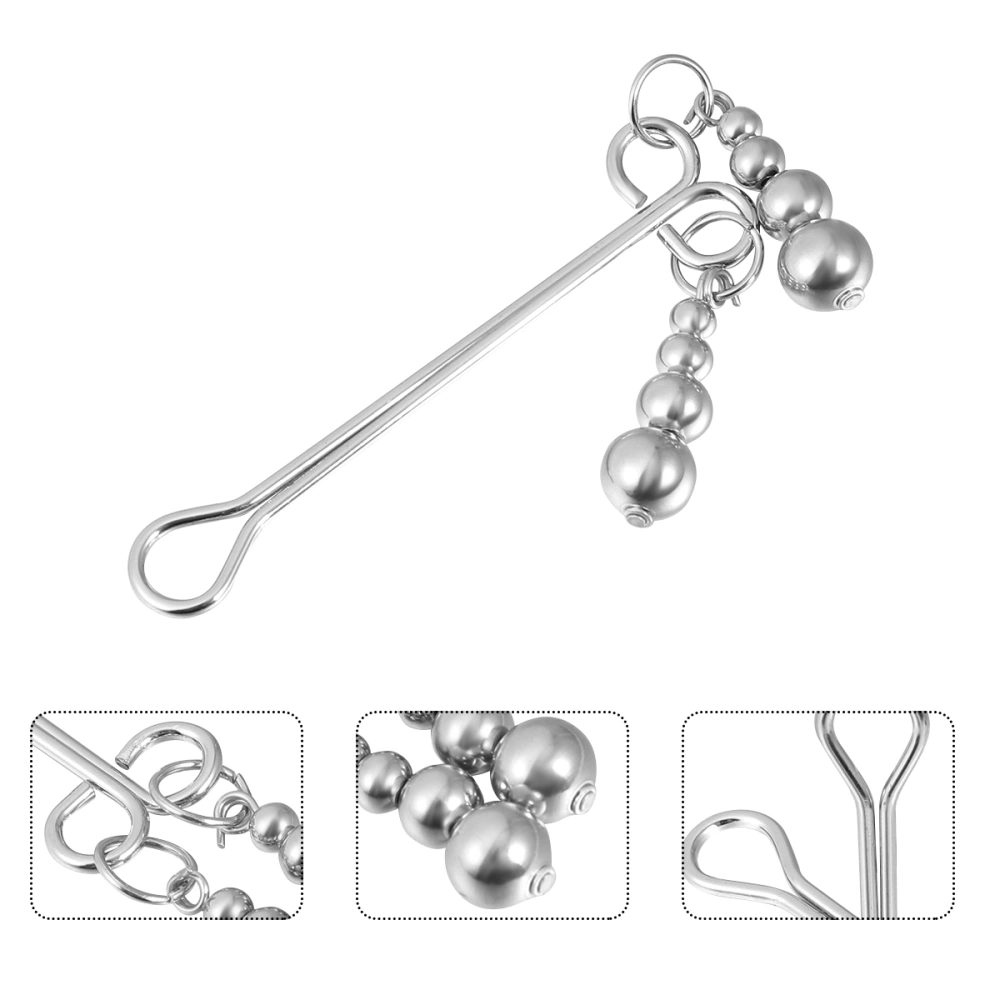 1 Pair Adjustable Steel Bead Breast Clamps Papilla Stimulation Toy Sex Flirting Prop Adult Game Supply for Couple (Silver)