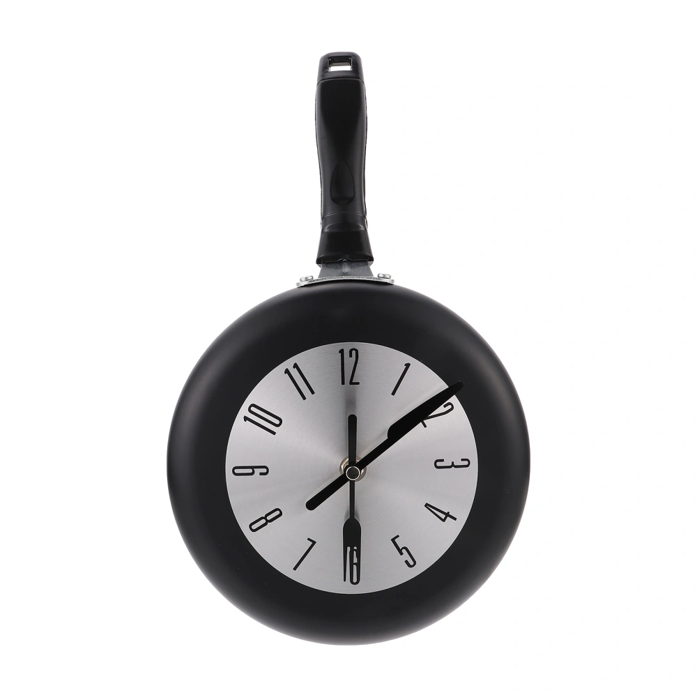  1 Set Wall Clock Metal Round Frying Pan Kitchen Wall Clock Home Decor No Battery