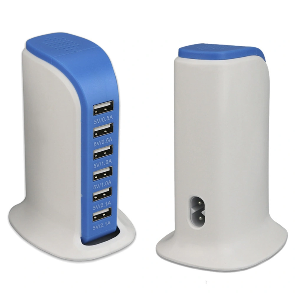 30W Multi 6 Port USB Charger 6A Rapid Charging Station Desktop Travel Hub Original EU Plug Blue