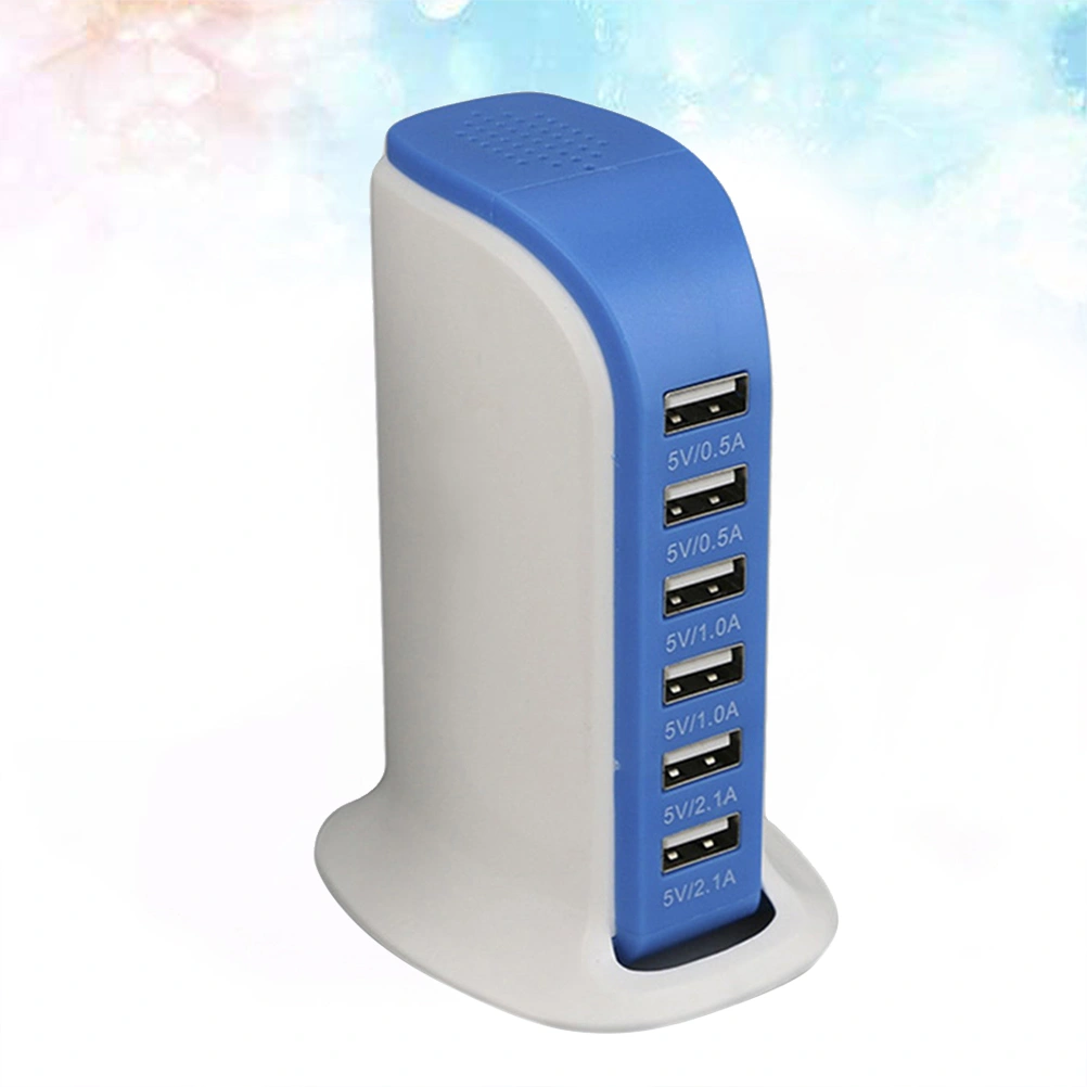 30W Multi 6 Port USB Charger 6A Rapid Charging Station Desktop Travel Hub Original EU Plug Blue