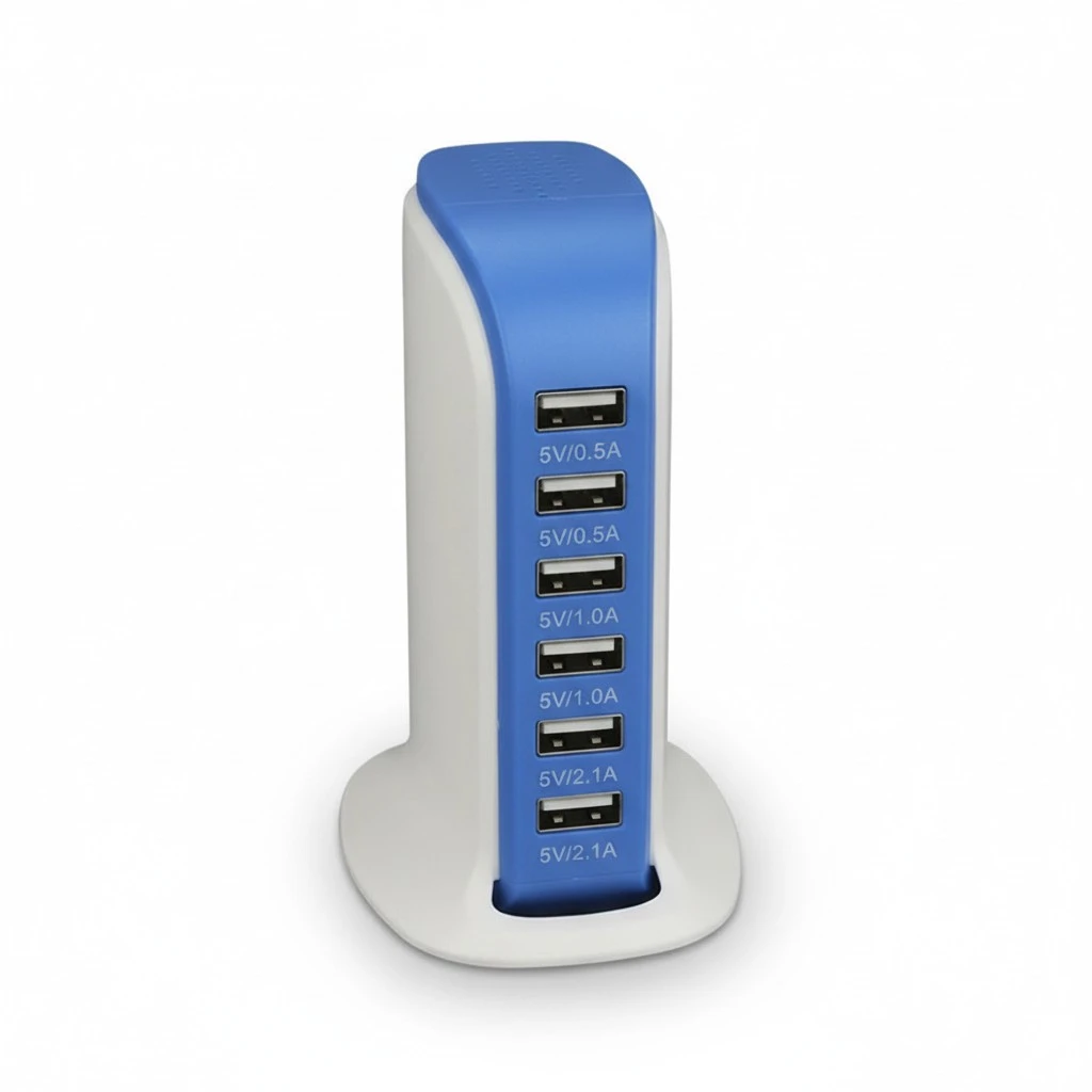 30W Multi 6 Port USB Charger 6A Rapid Charging Station Desktop Travel Hub Original EU Plug Blue