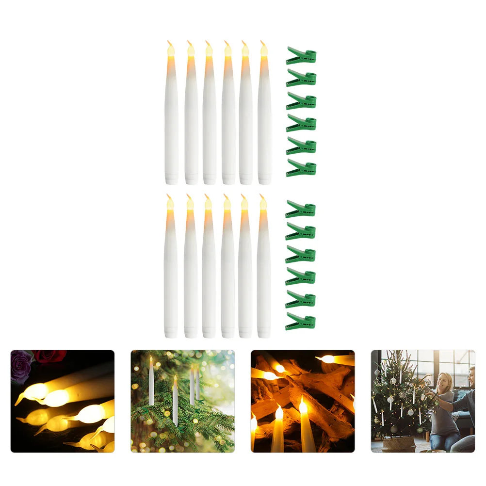 10Pcs Christmas LED Candles Long Pole Candles with Clip Christmas Decoration
