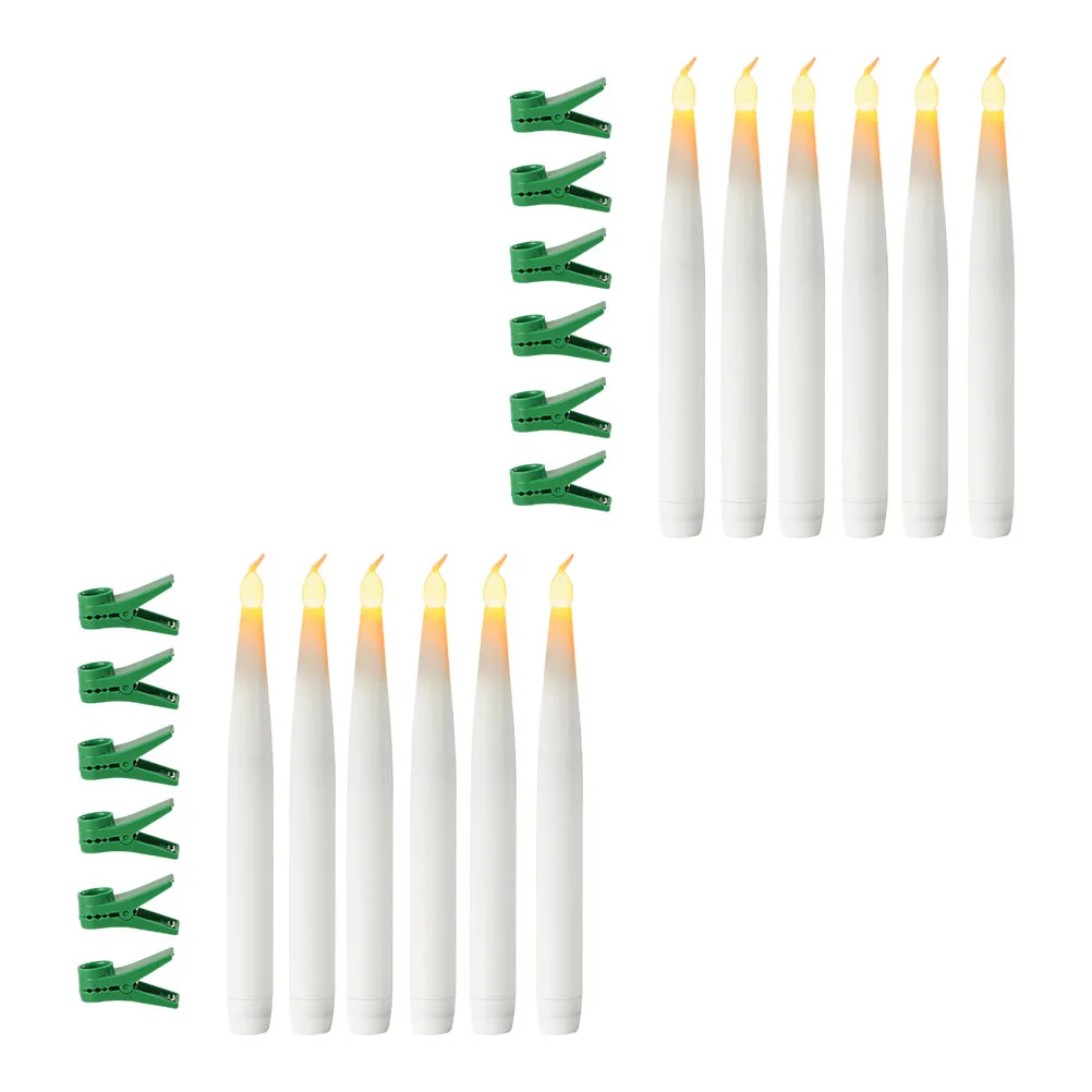 10Pcs Christmas LED Candles Long Pole Candles with Clip Christmas Decoration