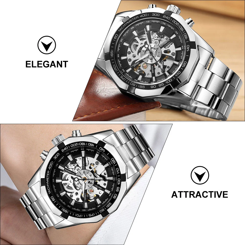 Men's Watches Stainless Steel Wristwatch Hollow Out Mechanical Wristwatch
